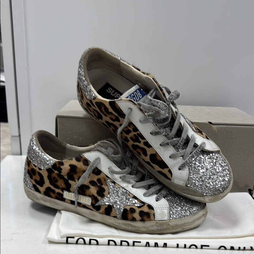 Golden Goose Women's Leopard and Silver Sneakers